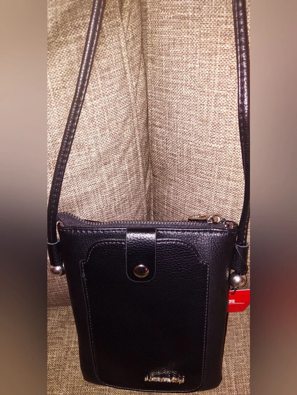 New American Bling Leather Crossbody Bag with Multicolor Embroidered Skull